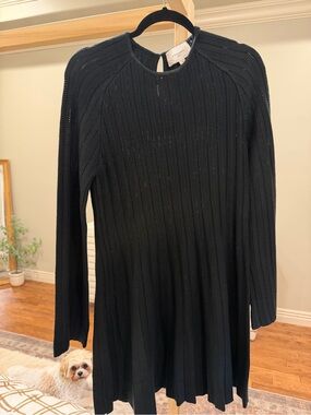 Tuckernuck Pomander Place black knit fit and flare dress - heavy knit fabric